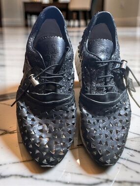 A.S.98 ADRIAN Designer sneakers Shoes 36-6 USWomen Black Perforated Leather $275